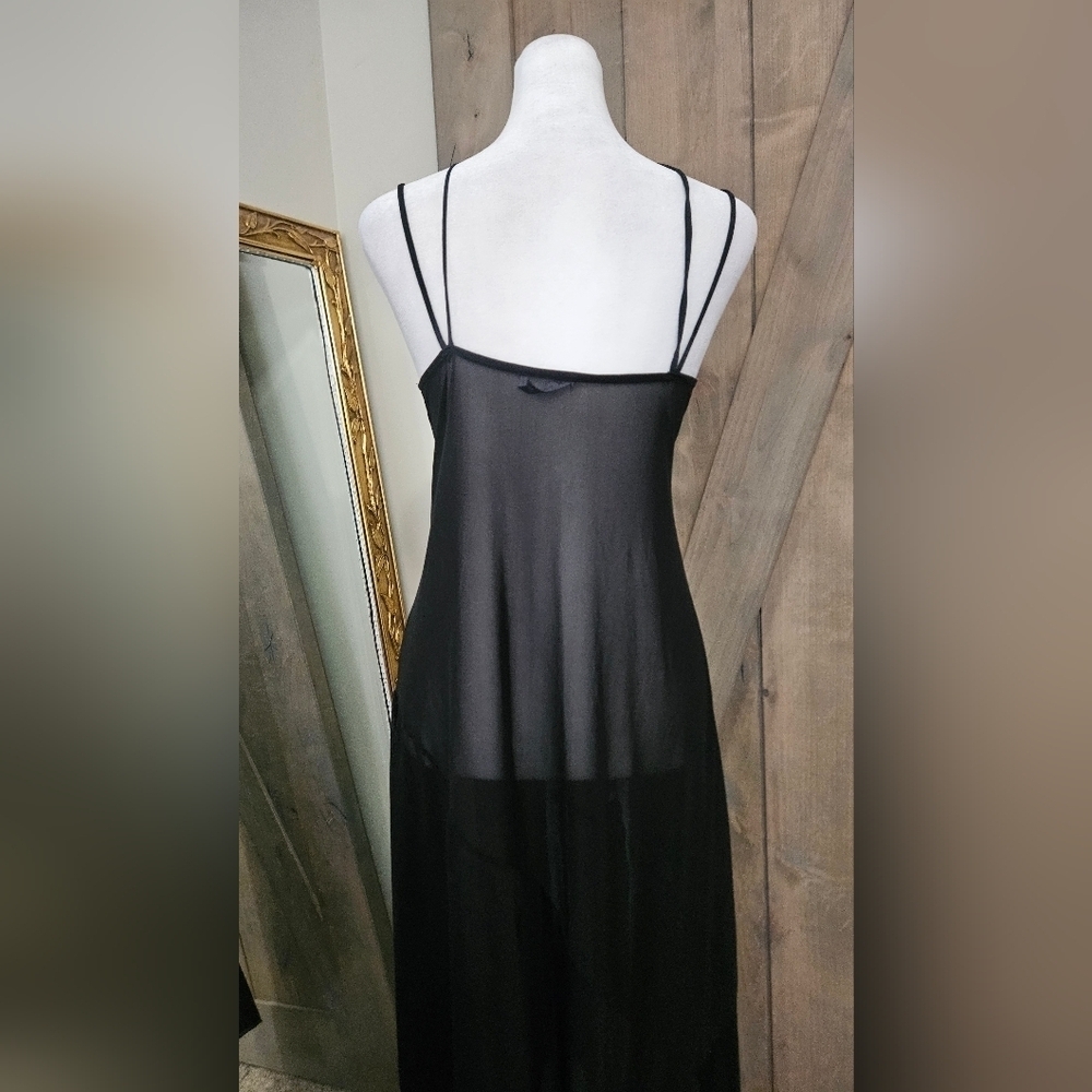 ZARA Tulle Mesh Asymmetrical Slip Dress In Black. Size Medium - Picture 13 of 16